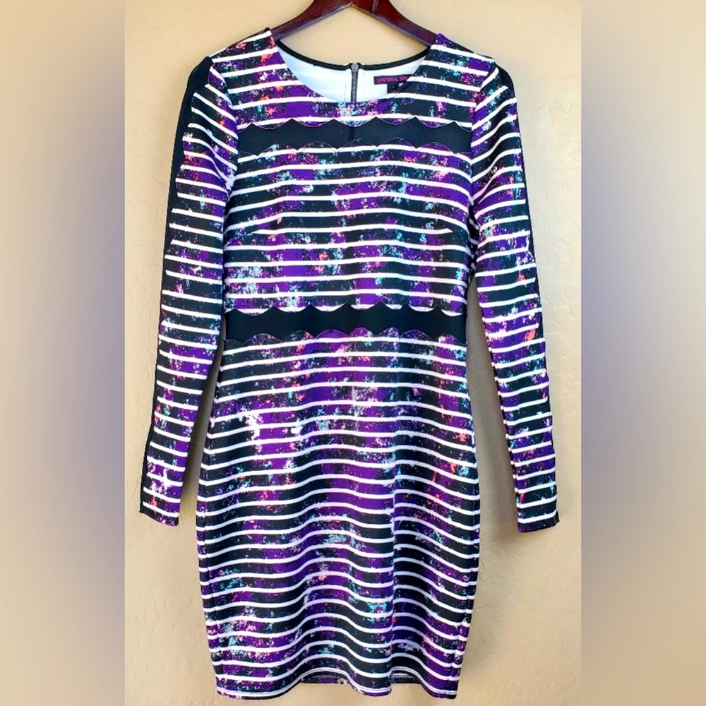 Material girl juniors or women’s long sleeve grunge bodycon dress medium
